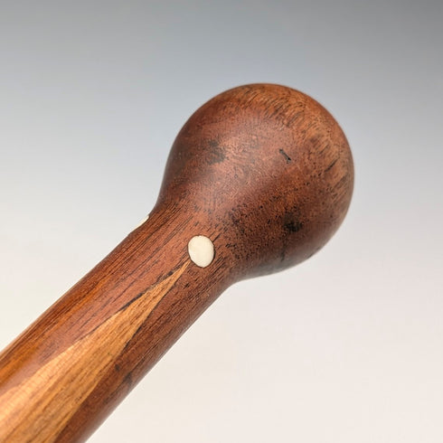 Antique Brown and Tan Marquetry Rondelle Handle Walking Stick 88cm